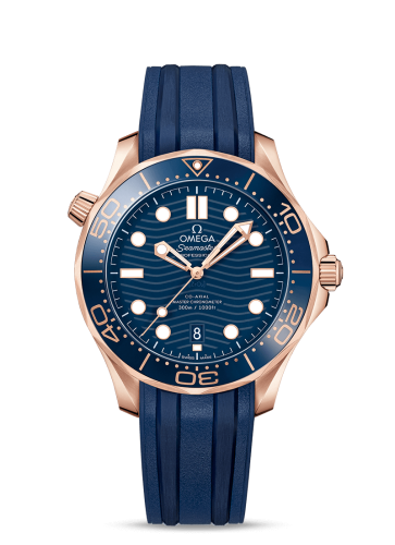 Omega Seamaster Diver 300M Master Co-Axial 42 Sedna Gold / Blue / Rubber